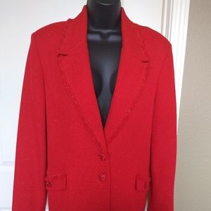 St. John Fire-Engine Red Cocktail Pant Suit